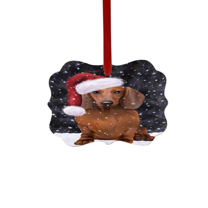 Let it Snow Christmas Holiday Dachshund Dog Double-Sided Photo Benelux Christmas Ornament LOR48568
