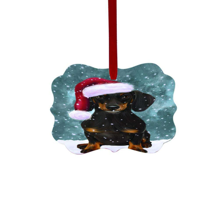 Let it Snow Christmas Holiday Dachshund Dog Double-Sided Photo Benelux Christmas Ornament LOR48570