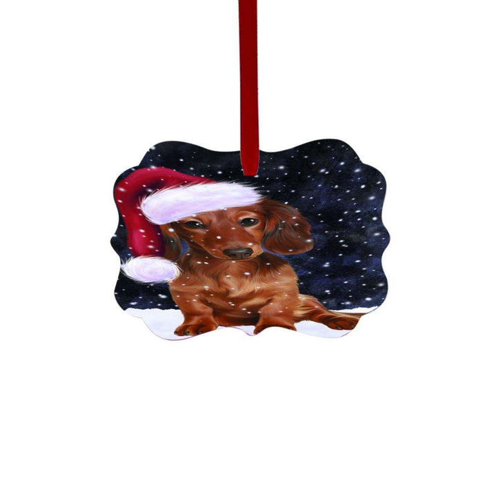 Let it Snow Christmas Holiday Dachshund Dog Double-Sided Photo Benelux Christmas Ornament LOR48572