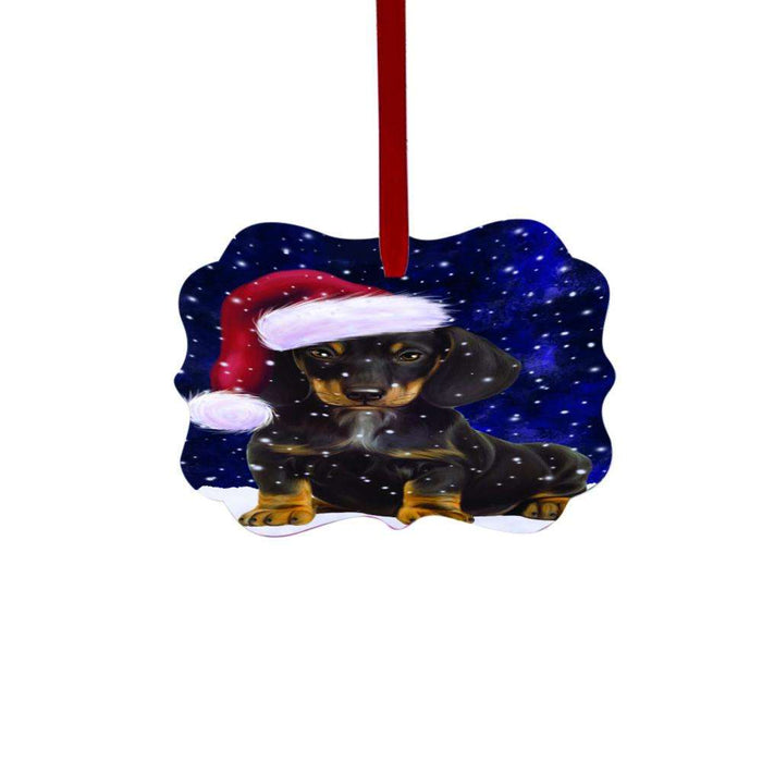 Let it Snow Christmas Holiday Dachshund Dog Double-Sided Photo Benelux Christmas Ornament LOR48573