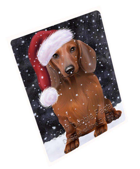 Let it Snow Christmas Holiday Dachshund Dog Wearing Santa Hat Large Refrigerator / Dishwasher Magnet D029