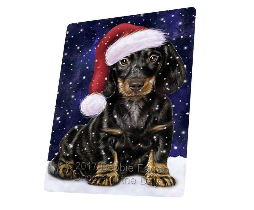 Let it Snow Christmas Holiday Dachshund Dog Wearing Santa Hat Tempered Cutting Board D226