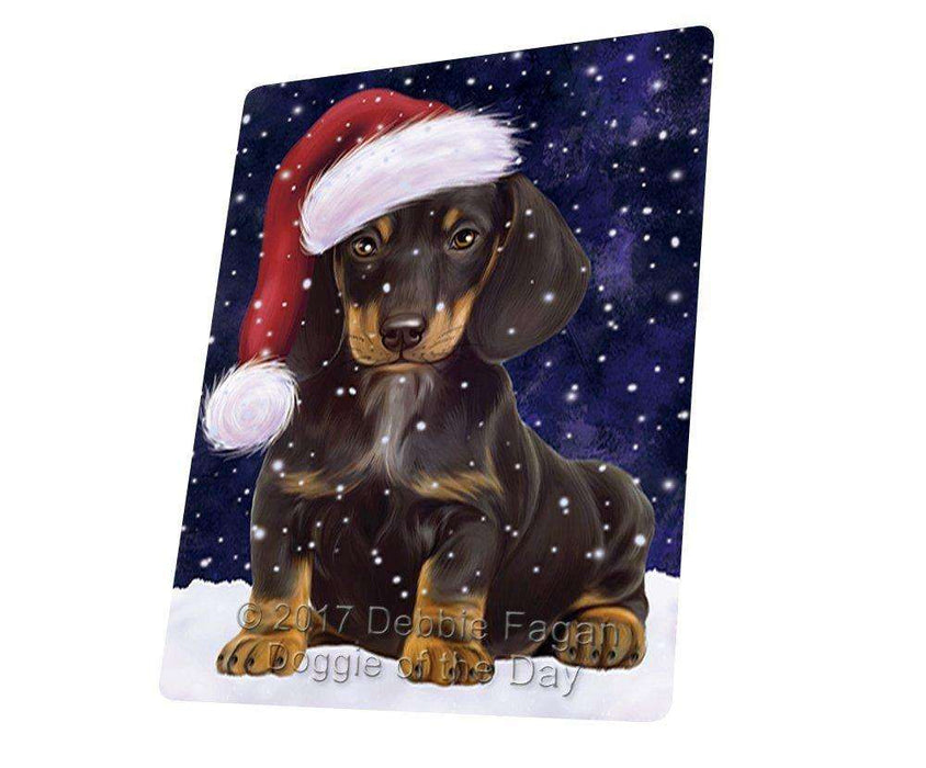 Let it Snow Christmas Holiday Dachshunds Dog Wearing Santa Hat Large Refrigerator / Dishwasher Magnet D077