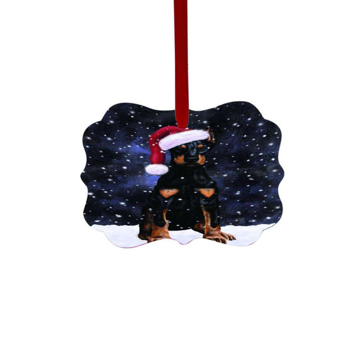 Let it Snow Christmas Holiday Doberman Pinscher Dog Double-Sided Photo Benelux Christmas Ornament LOR48576