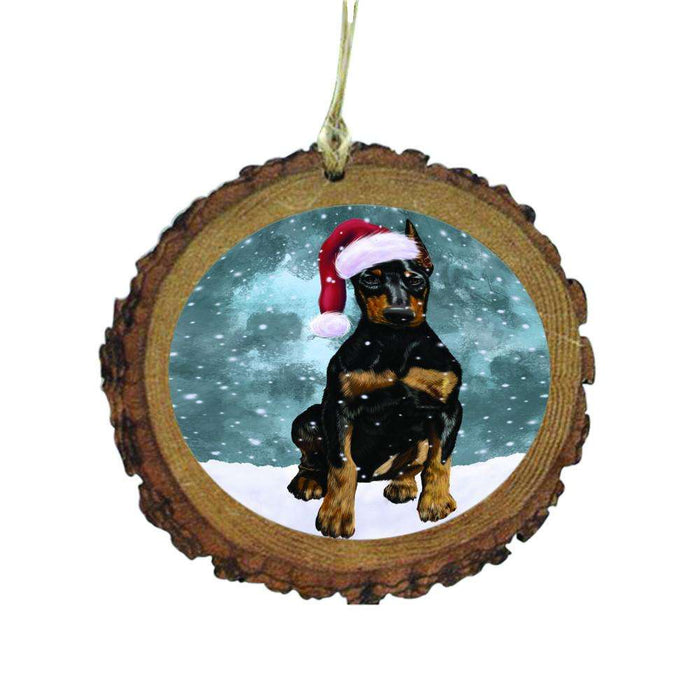 Let it Snow Christmas Holiday Doberman Pinscher Dog Wooden Christmas Ornament WOR48575