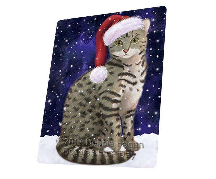 Let It Snow Christmas Holiday Egyptian Mau Cat Wearing Santa Hat Magnet Mini (3.5" x 2")