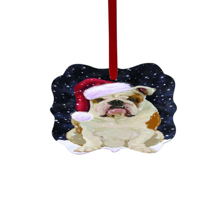 Let it Snow Christmas Holiday English Bulldog Double-Sided Photo Benelux Christmas Ornament LOR48579