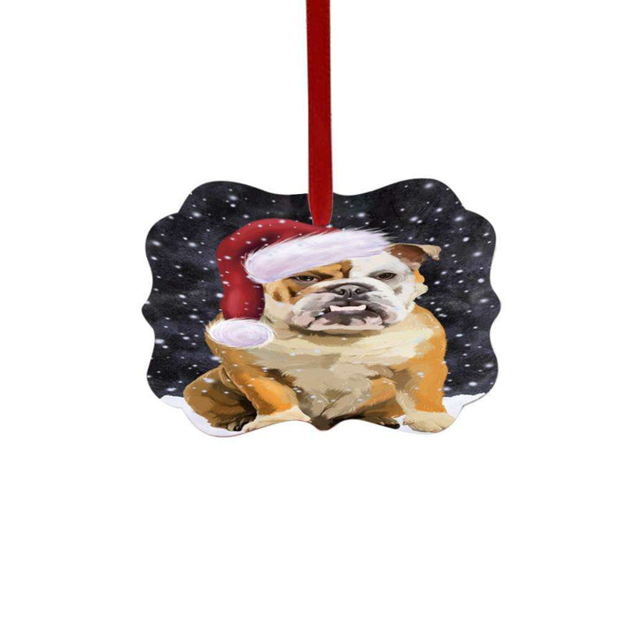 Let it Snow Christmas Holiday English Bulldog Double-Sided Photo Benelux Christmas Ornament LOR48580