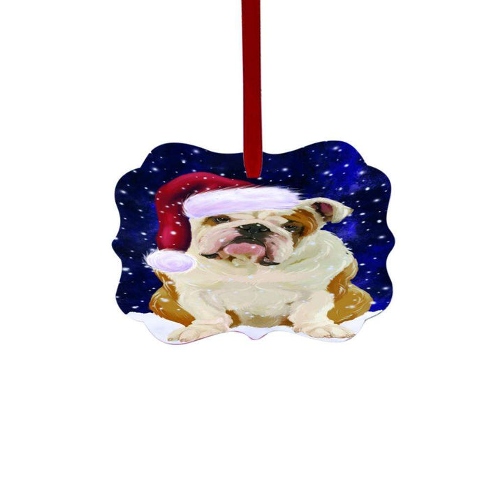 Let it Snow Christmas Holiday English Bulldog Double-Sided Photo Benelux Christmas Ornament LOR48581