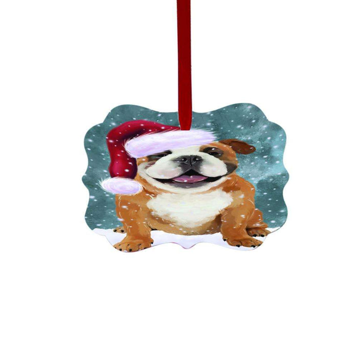 Let it Snow Christmas Holiday English Bulldog Double-Sided Photo Benelux Christmas Ornament LOR48582