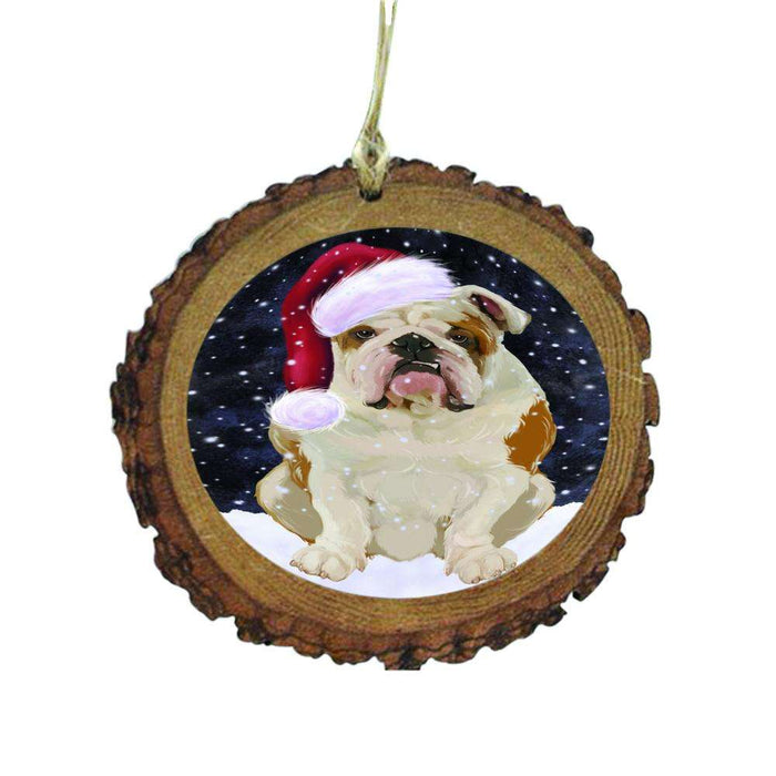 Let it Snow Christmas Holiday English Bulldog Wooden Christmas Ornament WOR48579