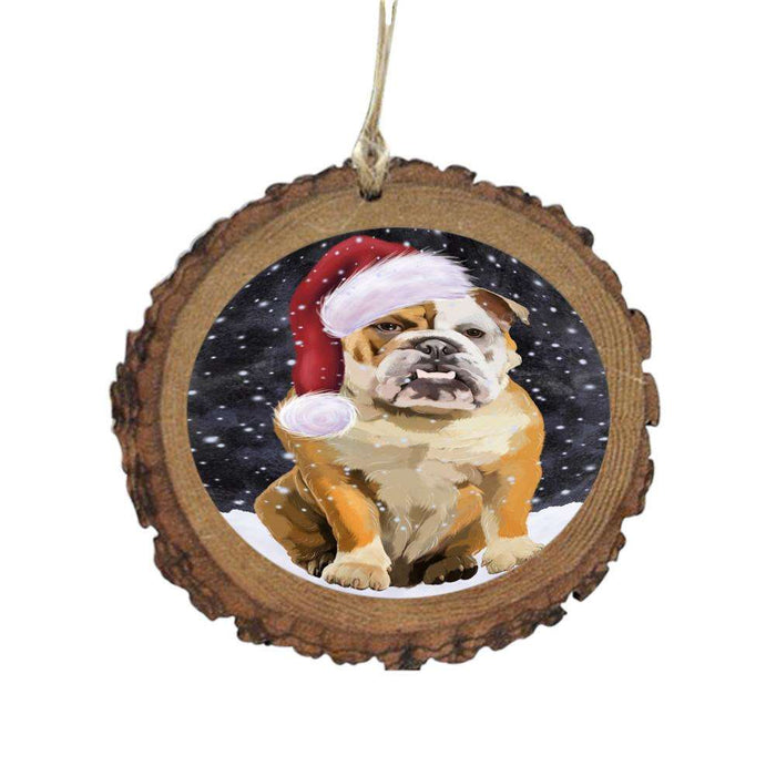 Let it Snow Christmas Holiday English Bulldog Wooden Christmas Ornament WOR48580