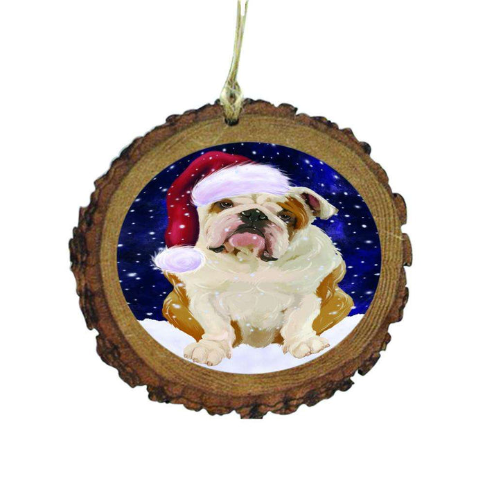 Let it Snow Christmas Holiday English Bulldog Wooden Christmas Ornament WOR48581