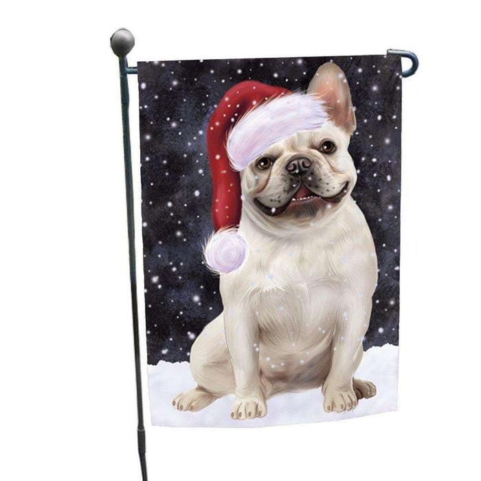 Let it Snow Christmas Holiday French Bulldog Dog Wearing Santa Hat Garden Flag D231