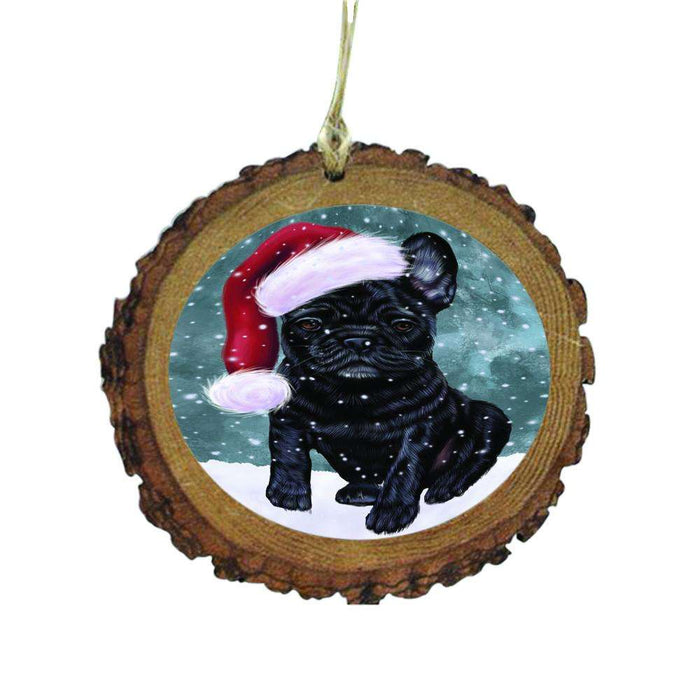 Let it Snow Christmas Holiday French Bulldog Wooden Christmas Ornament WOR48589