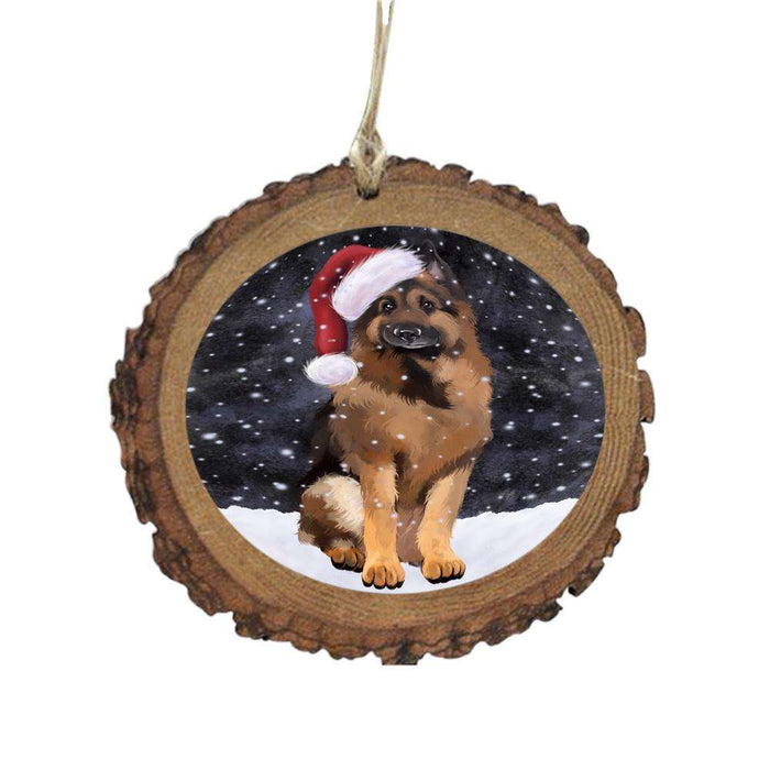 Let it Snow Christmas Holiday German Shepherd Dog Wooden Christmas Ornament WOR48596