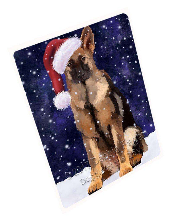 Let it Snow Christmas Holiday German Shepherds Dog Wearing Santa Hat Art Portrait Print Woven Throw Sherpa Plush Fleece Blanket D033