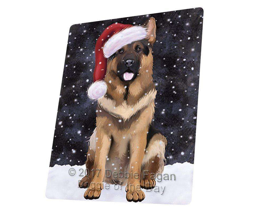 Let it Snow Christmas Holiday German Shepherds Dog Wearing Santa Hat Art Portrait Print Woven Throw Sherpa Plush Fleece Blanket D232