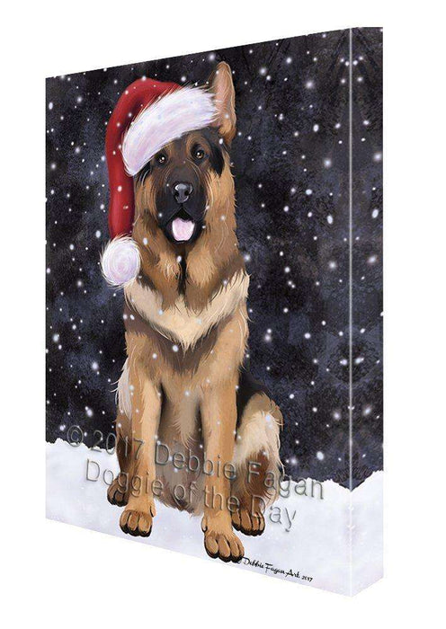 Let it Snow Christmas Holiday German Shepherds Dog Wearing Santa Hat Canvas Wall Art D232