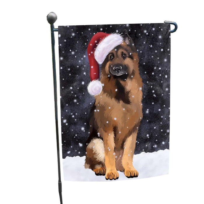 Let it Snow Christmas Holiday German Shepherds Dog Wearing Santa Hat Garden Flag FLG033