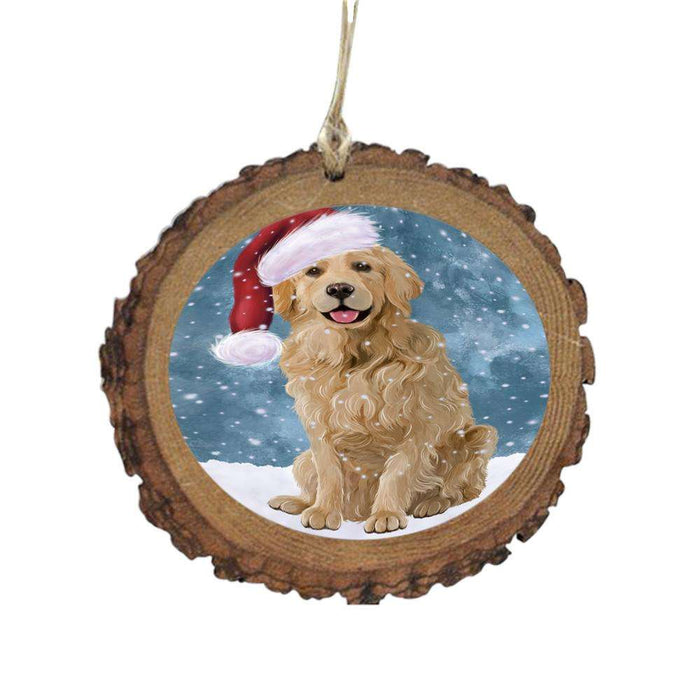 Let it Snow Christmas Holiday Golden Retriever Dog Wooden Christmas Ornament WOR48597