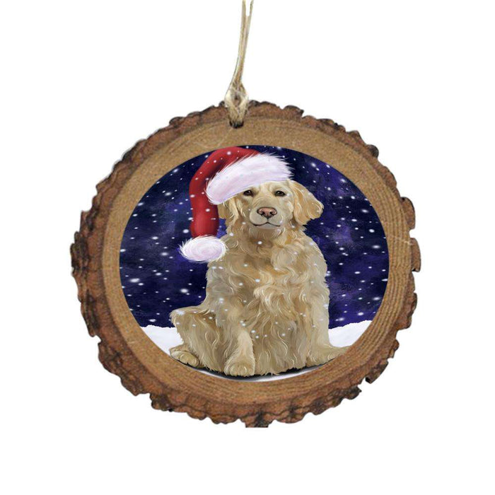 Let it Snow Christmas Holiday Golden Retriever Dog Wooden Christmas Ornament WOR48598