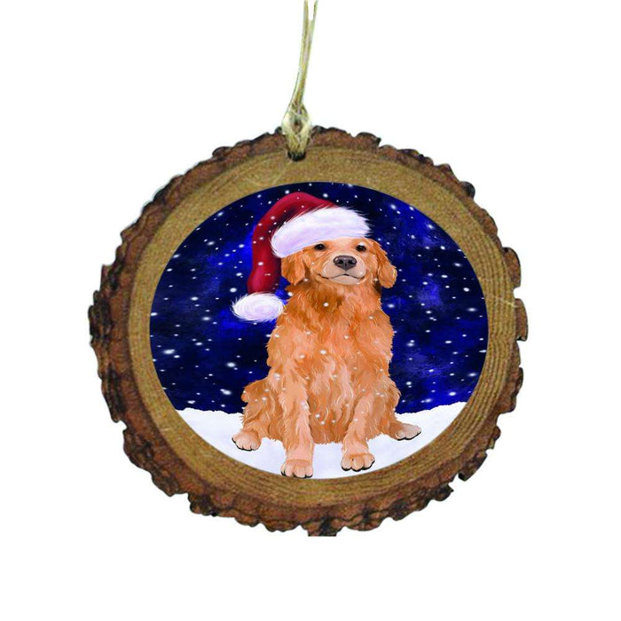 Let it Snow Christmas Holiday Golden Retriever Dog Wooden Christmas Ornament WOR48600