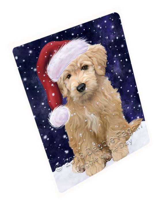 Let it Snow Christmas Holiday Goldendoodle Dog Wearing Santa Hat Cutting Board C67329