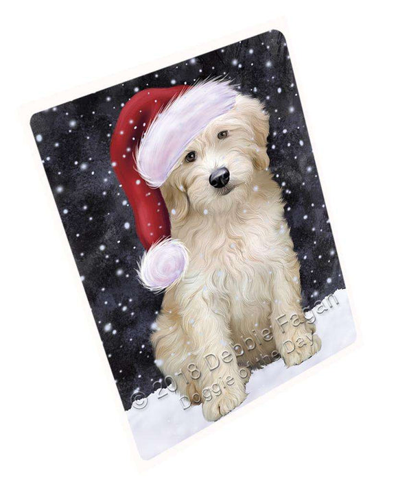 Let it Snow Christmas Holiday Goldendoodle Dog Wearing Santa Hat Large Refrigerator / Dishwasher Magnet RMAG86646