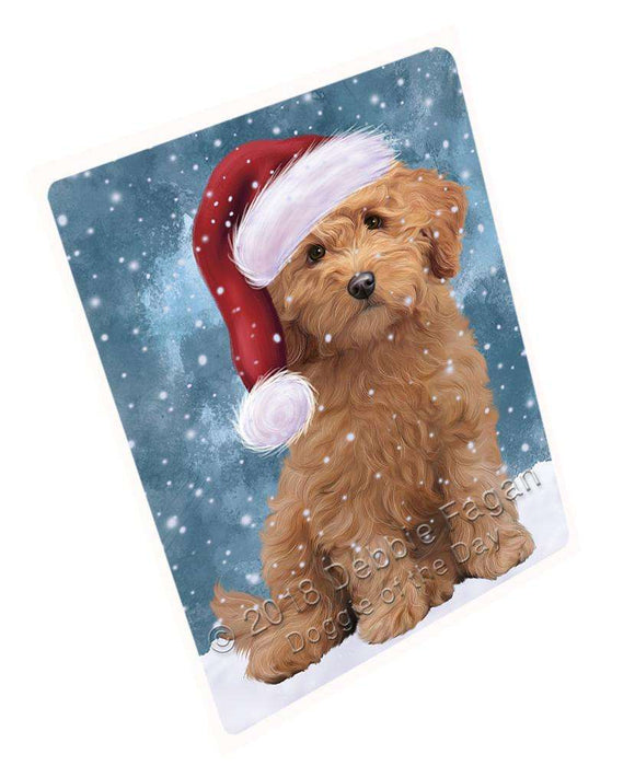 Let it Snow Christmas Holiday Goldendoodle Dog Wearing Santa Hat Large Refrigerator / Dishwasher Magnet RMAG86658