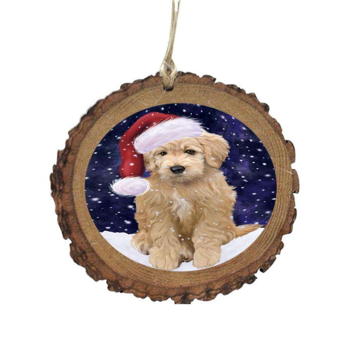 Let it Snow Christmas Holiday Goldendoodle Dog Wooden Christmas Ornament WOR48936