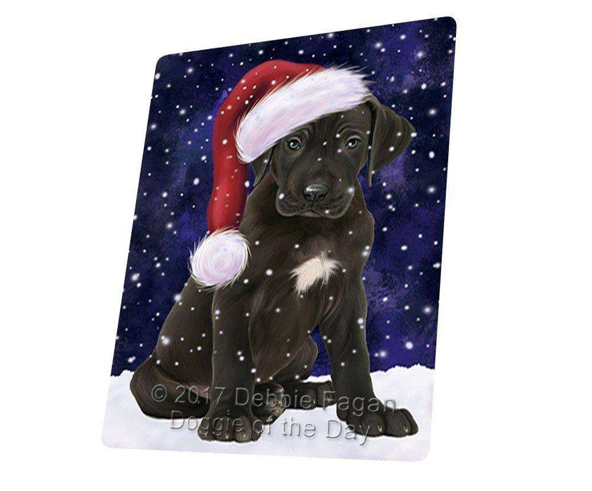 Let It Snow Christmas Holiday Great Dane Dog Wearing Santa Hat Magnet Mini (3.5" x 2")