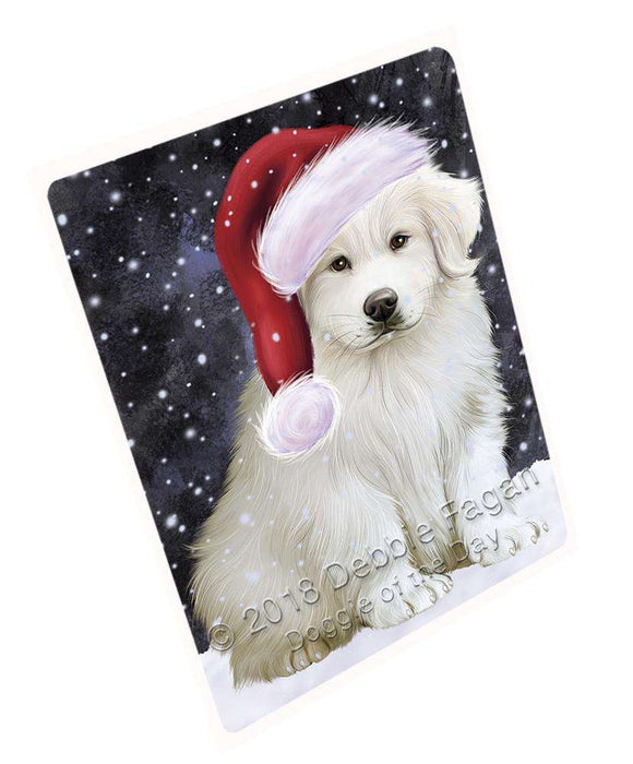 Let it Snow Christmas Holiday Great Pyrenee Dog Wearing Santa Hat Blanket BLNKT106014
