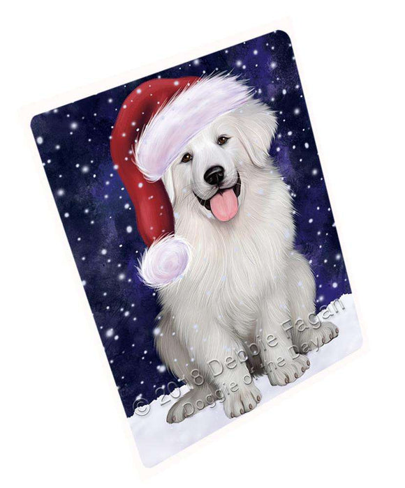 Let it Snow Christmas Holiday Great Pyrenee Dog Wearing Santa Hat Blanket BLNKT106023