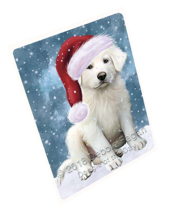 Let it Snow Christmas Holiday Great Pyrenee Dog Wearing Santa Hat Blanket BLNKT106032