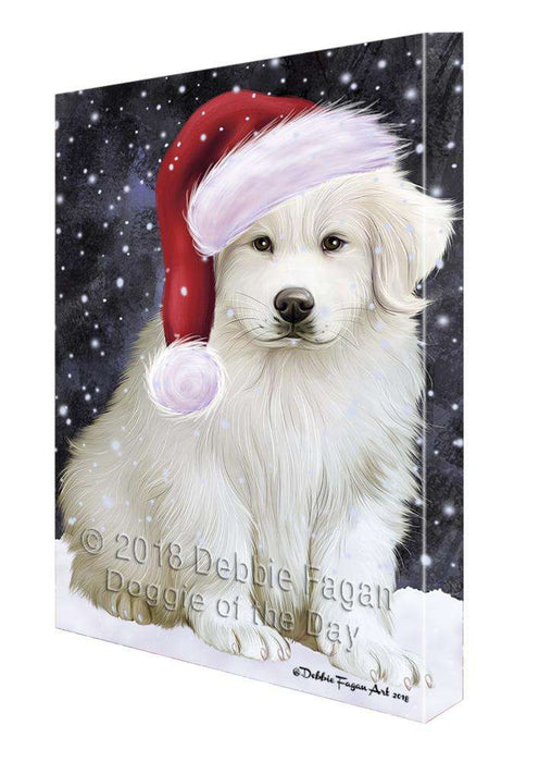 Let it Snow Christmas Holiday Great Pyrenee Dog Wearing Santa Hat Canvas Print Wall Art Décor CVS106523