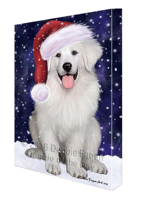 Let it Snow Christmas Holiday Great Pyrenee Dog Wearing Santa Hat Canvas Print Wall Art Décor CVS106532