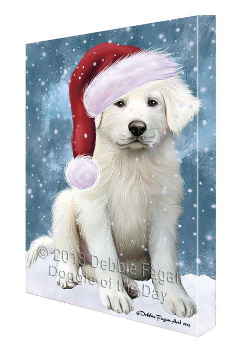 Let it Snow Christmas Holiday Great Pyrenee Dog Wearing Santa Hat Canvas Print Wall Art Décor CVS106541