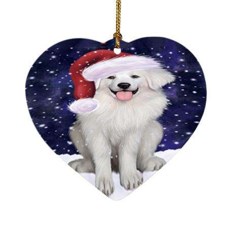Let it Snow Christmas Holiday Great Pyrenee Dog Wearing Santa Hat Heart Christmas Ornament HPOR54298