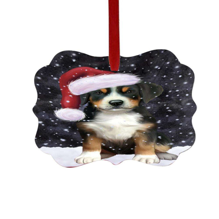 Let it Snow Christmas Holiday Greater Swiss Mountain Dog Double-Sided Photo Benelux Christmas Ornament LOR48941