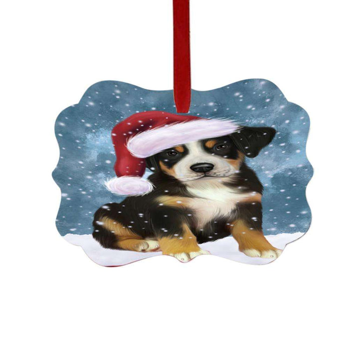 Let it Snow Christmas Holiday Greater Swiss Mountain Dog Double-Sided Photo Benelux Christmas Ornament LOR48943