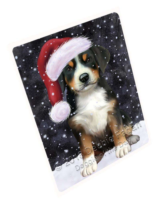Let it Snow Christmas Holiday Greater Swiss Mountain Dog Wearing Santa Hat Blanket BLNKT106041