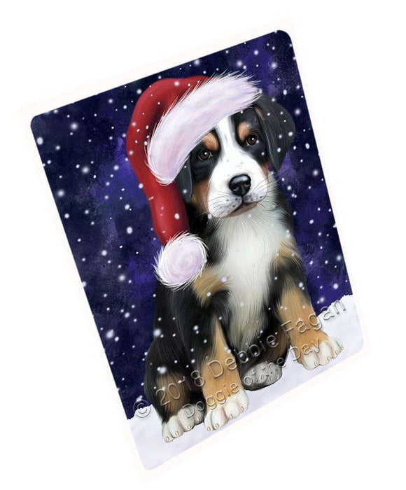 Let it Snow Christmas Holiday Greater Swiss Mountain Dog Wearing Santa Hat Blanket BLNKT106050