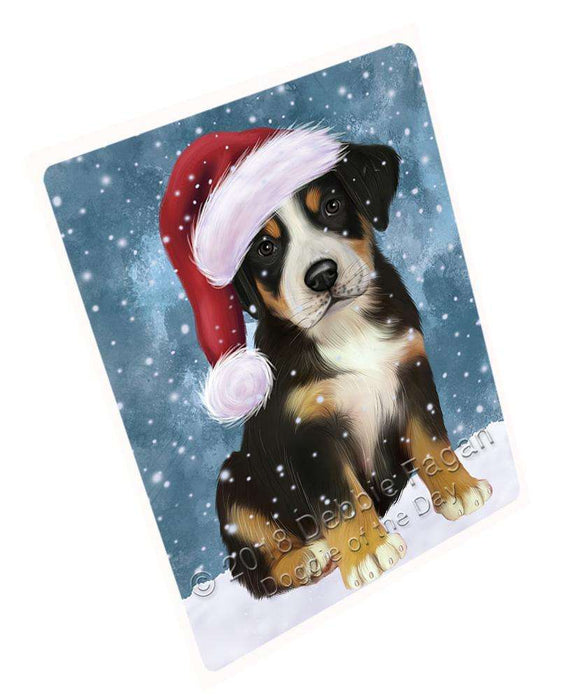 Let it Snow Christmas Holiday Greater Swiss Mountain Dog Wearing Santa Hat Blanket BLNKT106059