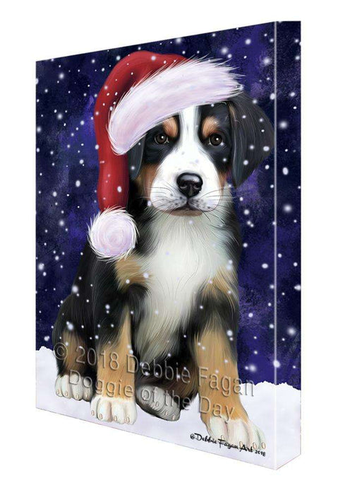 Let it Snow Christmas Holiday Greater Swiss Mountain Dog Wearing Santa Hat Canvas Print Wall Art Décor CVS106559