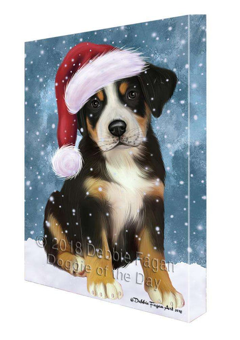 Let it Snow Christmas Holiday Greater Swiss Mountain Dog Wearing Santa Hat Canvas Print Wall Art Décor CVS106568
