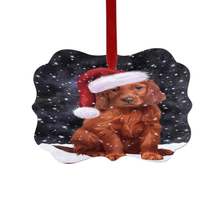 Let it Snow Christmas Holiday Irish Red Setter Dog Double-Sided Photo Benelux Christmas Ornament LOR48944
