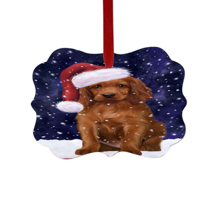 Let it Snow Christmas Holiday Irish Red Setter Dog Double-Sided Photo Benelux Christmas Ornament LOR48945