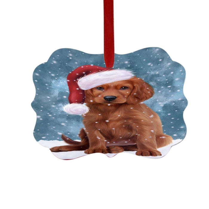 Let it Snow Christmas Holiday Irish Red Setter Dog Double-Sided Photo Benelux Christmas Ornament LOR48946