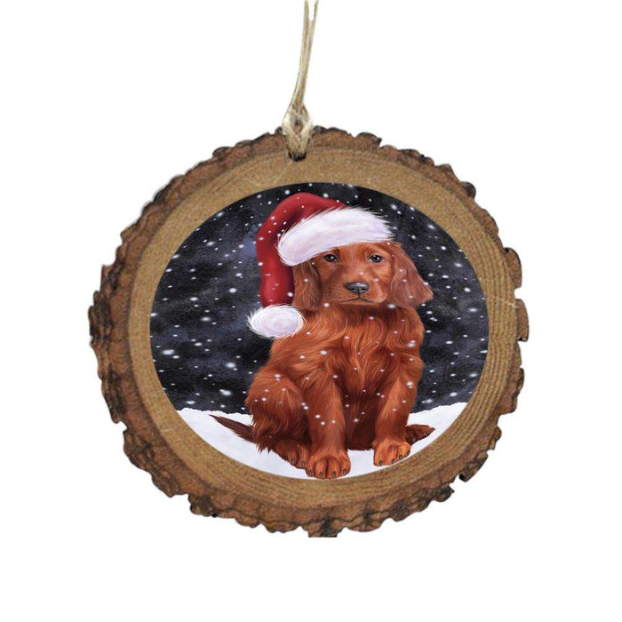 Let it Snow Christmas Holiday Irish Red Setter Dog Wooden Christmas Ornament WOR48944